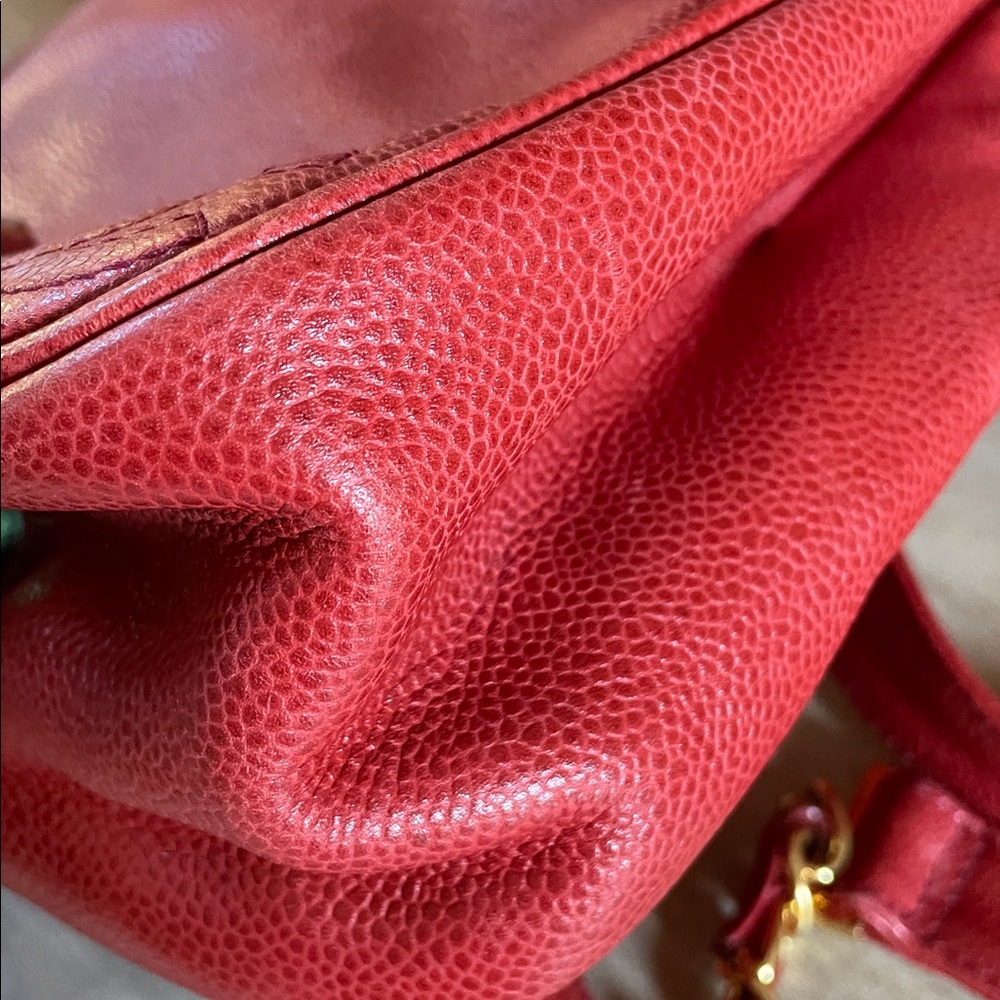 CHANEL  Authentic Red Vintage Backpack Triple CC Purse . Gold Plated Hardware - Picture 10 of 14